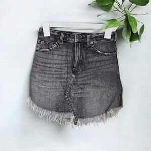 Free People Black Denim Mini Skirt